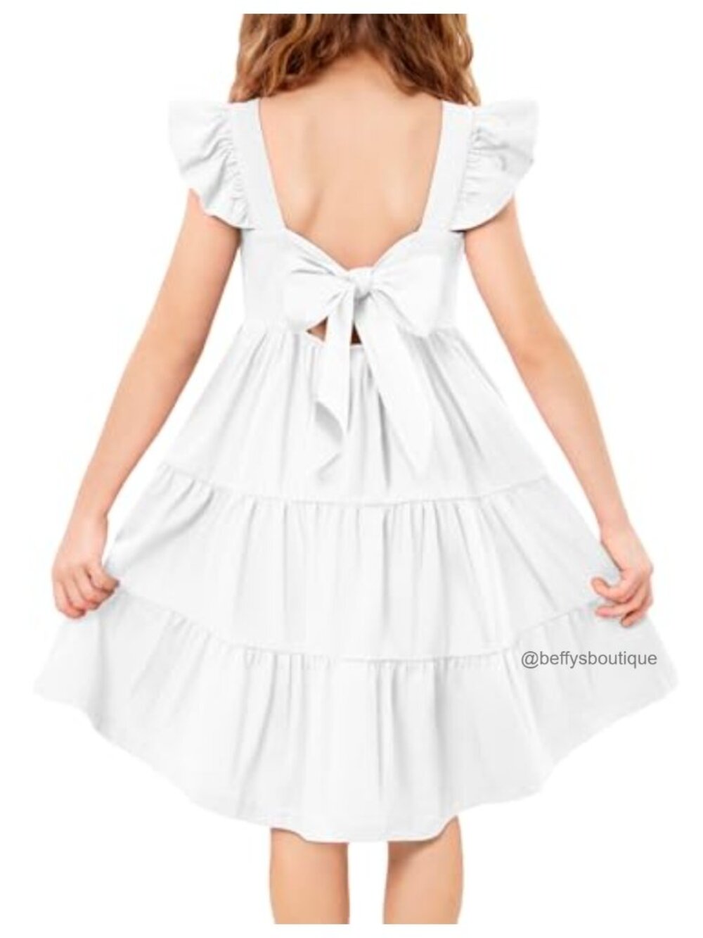Toddler Girl Summer High Low Ruffle Sleeve Casual Backless Beach Dress